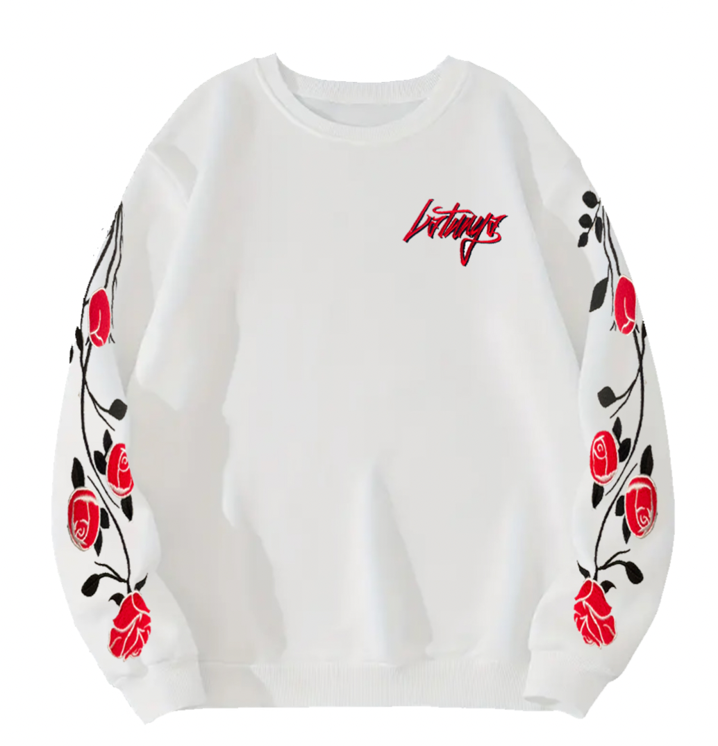 Entanglement roses white sweatshirt Latunya